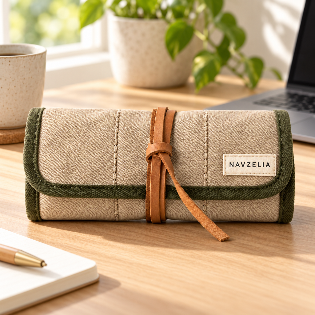 NAVZELIA Canvas Roll-Up Cable Pouch